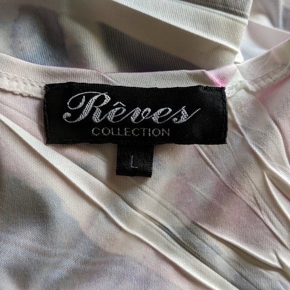 REVES COLLECTION Beautiful Floral Print Pink Purple and White Colors Size L - Picture 16 of 16